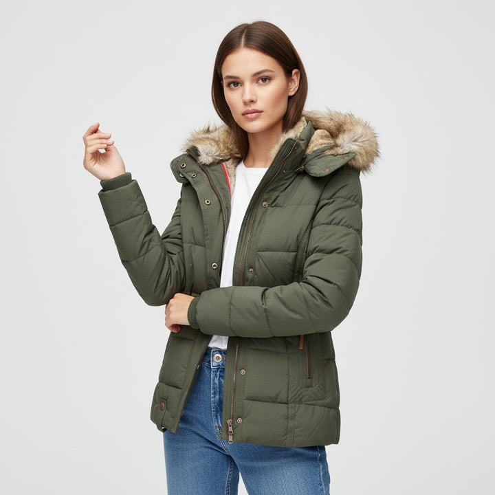 Vyana Collective Women’s Quilted Cotton Puffer Jacket-Vyana Collective