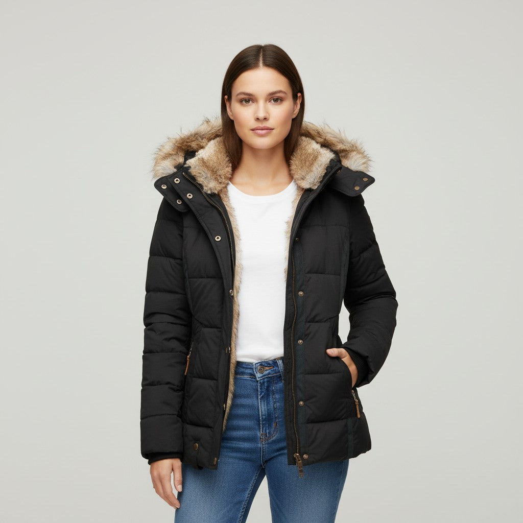Vyana Collective Women’s Quilted Cotton Puffer Jacket-Vyana Collective