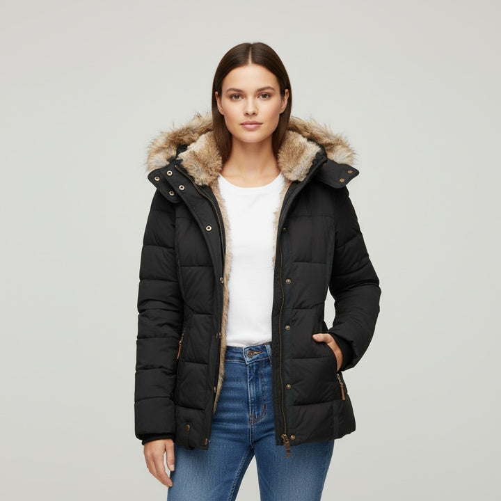 Vyana Collective Women’s Quilted Cotton Puffer Jacket-Vyana Collective