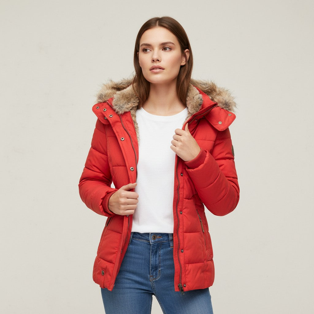 Vyana Collective Women’s Quilted Cotton Puffer Jacket-Vyana Collective