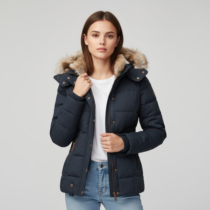 Vyana Collective Women’s Quilted Cotton Puffer Jacket-Vyana Collective