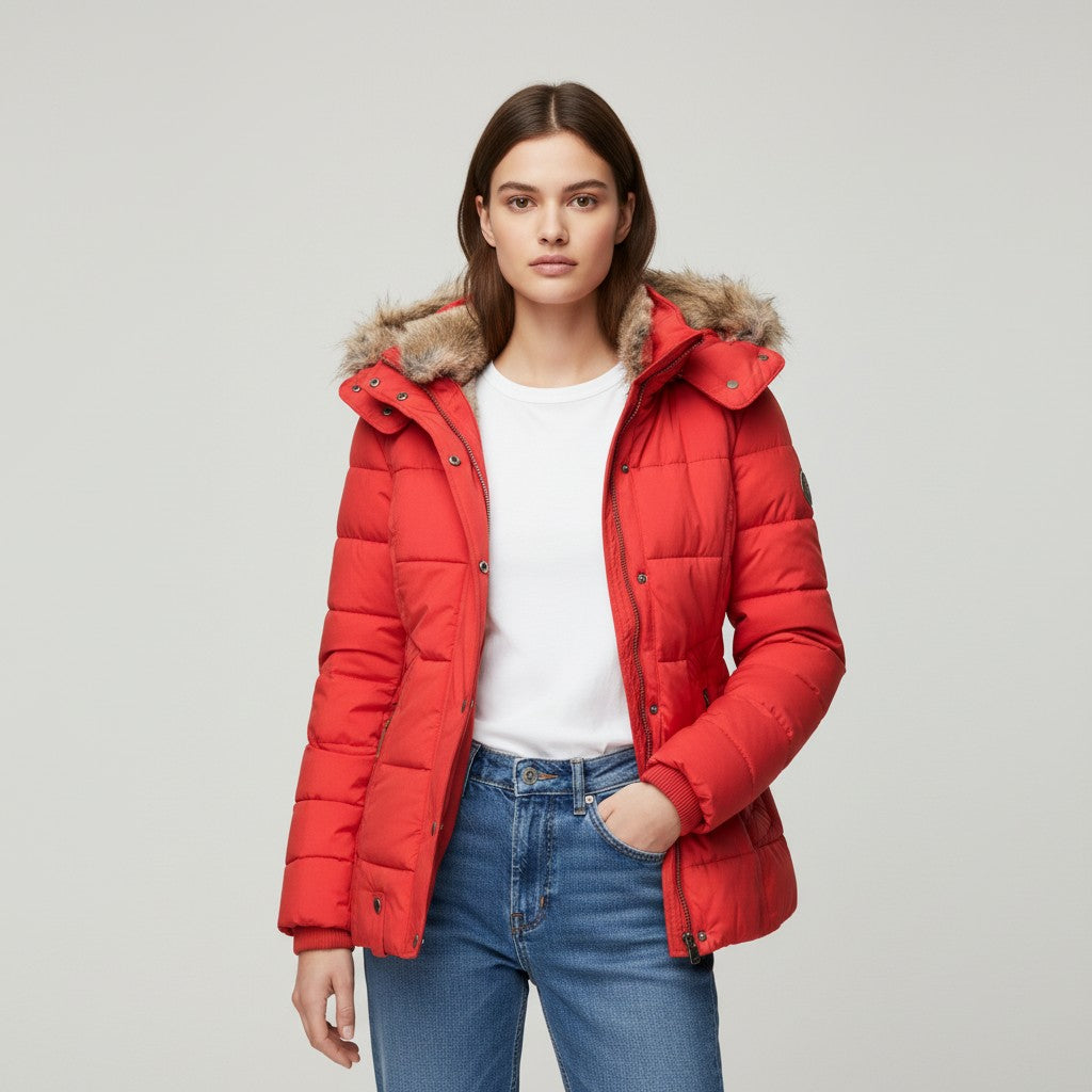 Vyana Collective Women’s Quilted Cotton Puffer Jacket-Vyana Collective