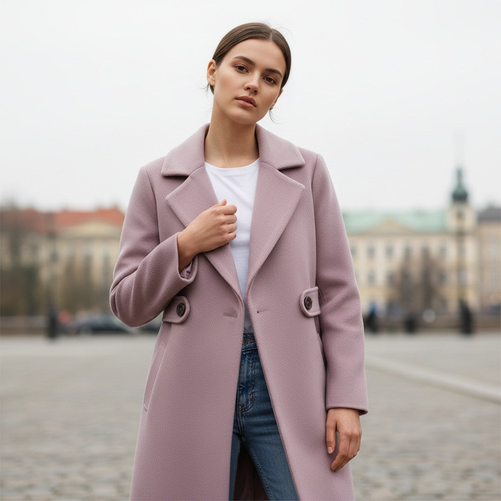 Vyana Collective Women’s Tailored Winter Coat with Belt-Vyana Collective