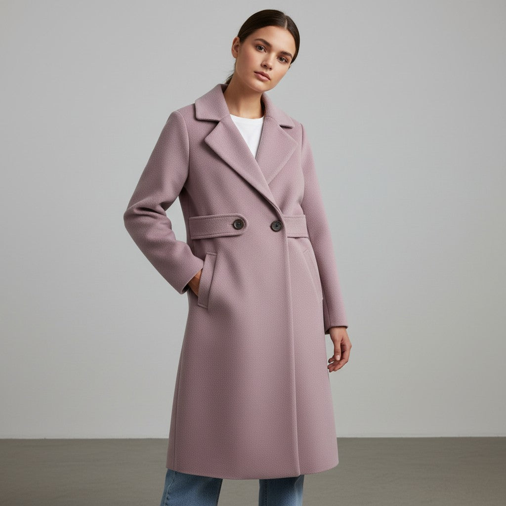 Vyana Collective Women’s Tailored Winter Coat with Belt-Vyana Collective