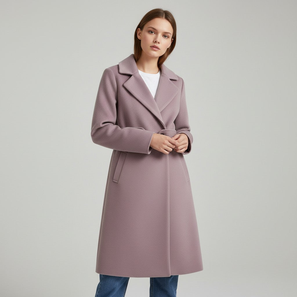 Vyana Collective Women’s Tailored Winter Coat with Belt-Vyana Collective