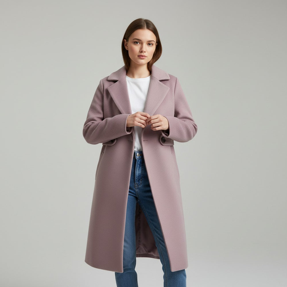 Vyana Collective Women’s Tailored Winter Coat with Belt-Vyana Collective