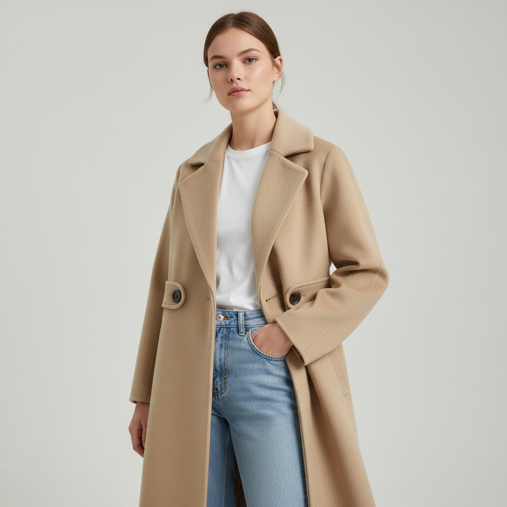 Vyana Collective Women’s Tailored Winter Coat with Belt-Vyana Collective