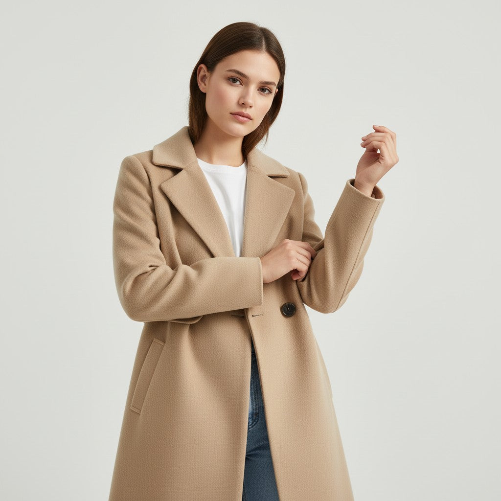 Vyana Collective Women’s Tailored Winter Coat with Belt-Vyana Collective