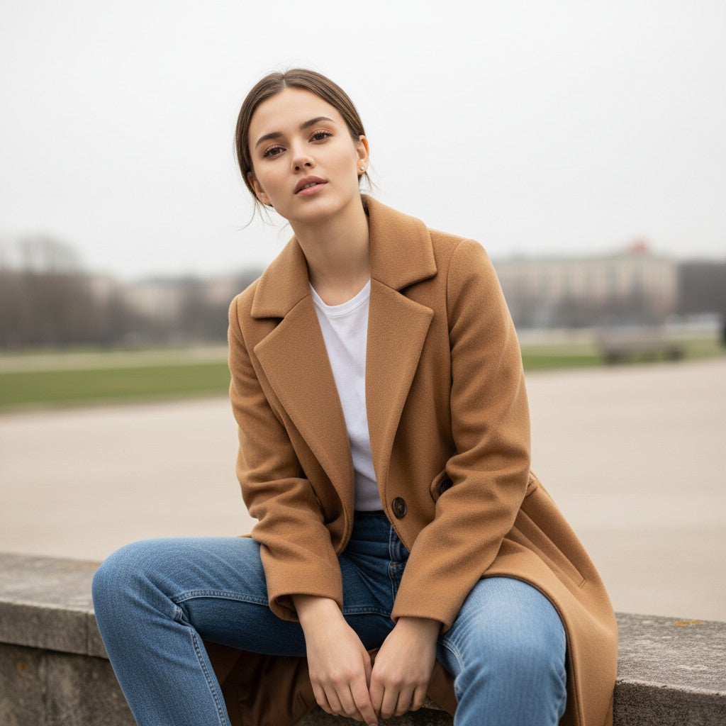 Vyana Collective Women’s Tailored Winter Coat with Belt-Vyana Collective