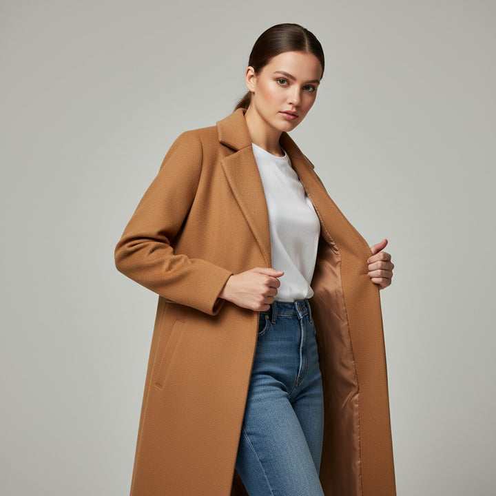 Vyana Collective Women’s Tailored Winter Coat with Belt-Vyana Collective