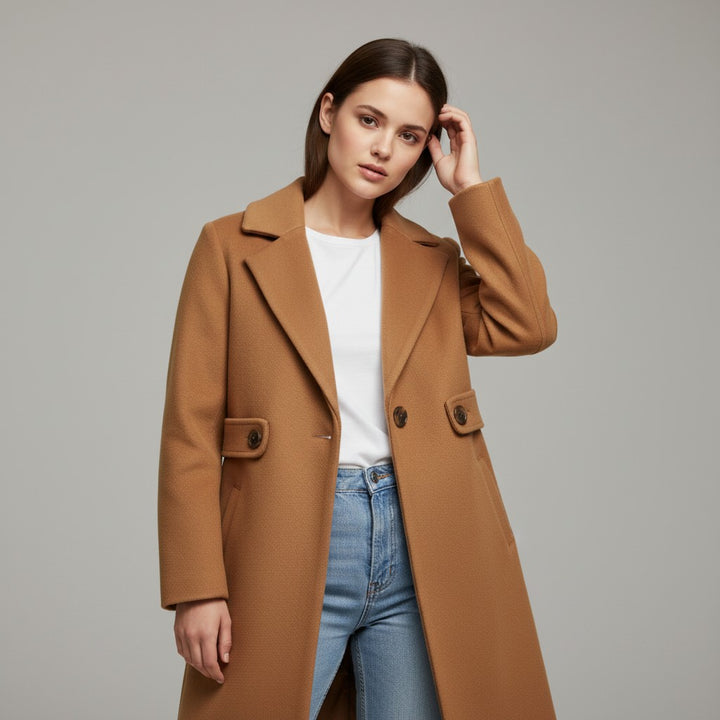 Vyana Collective Women’s Tailored Winter Coat with Belt-Vyana Collective
