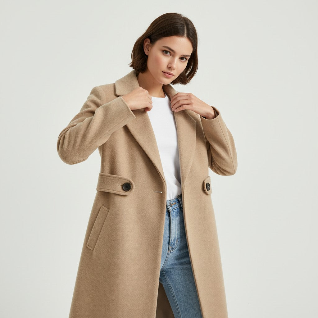 Vyana Collective Women’s Tailored Winter Coat with Belt-Vyana Collective