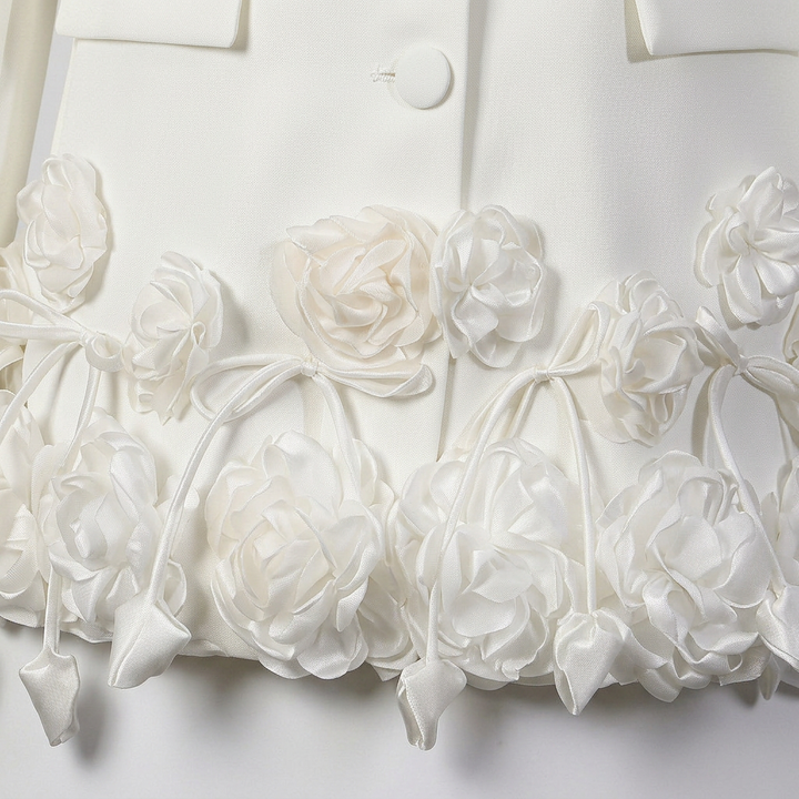 3D Floral Hem Tailored Blazer-Vyana Collective