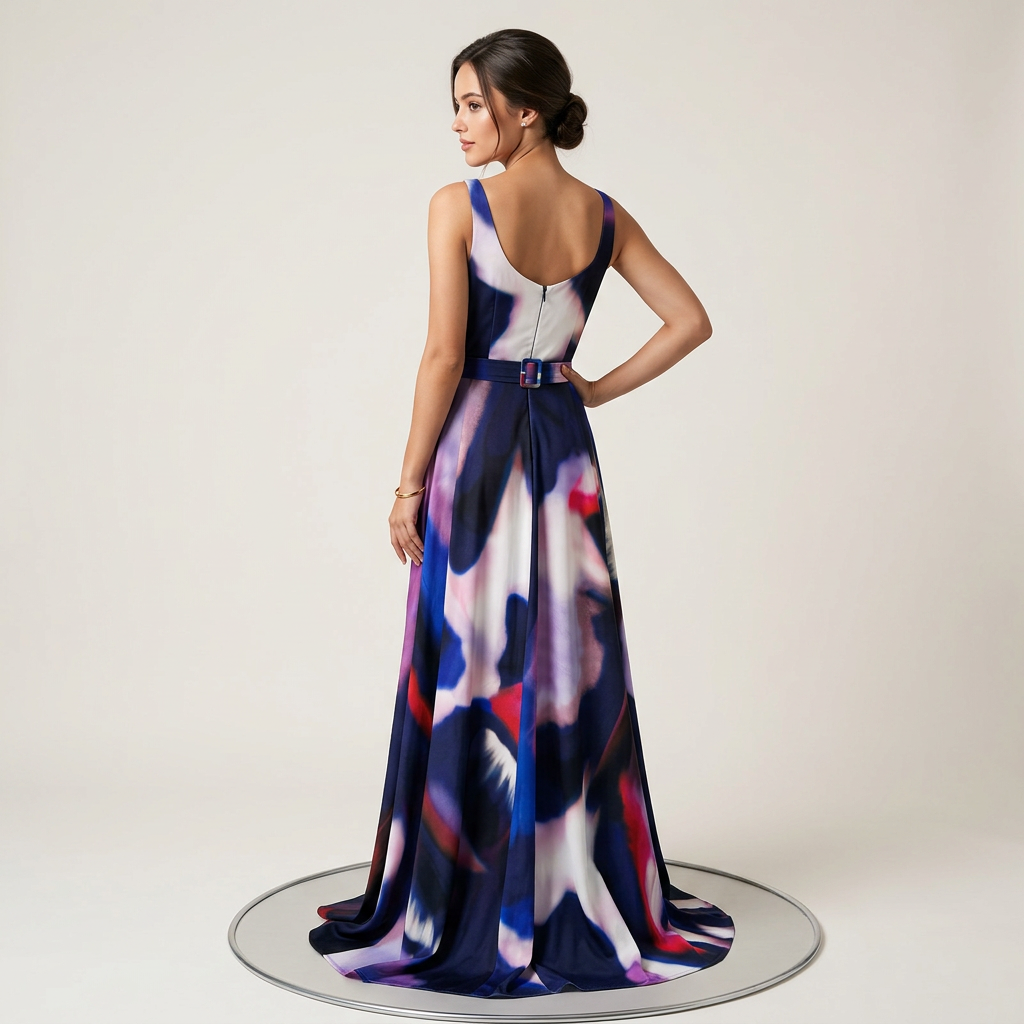 Abstract Print Sleeveless Maxi Dress for Friday Night Vibes Women-Vyana Collective