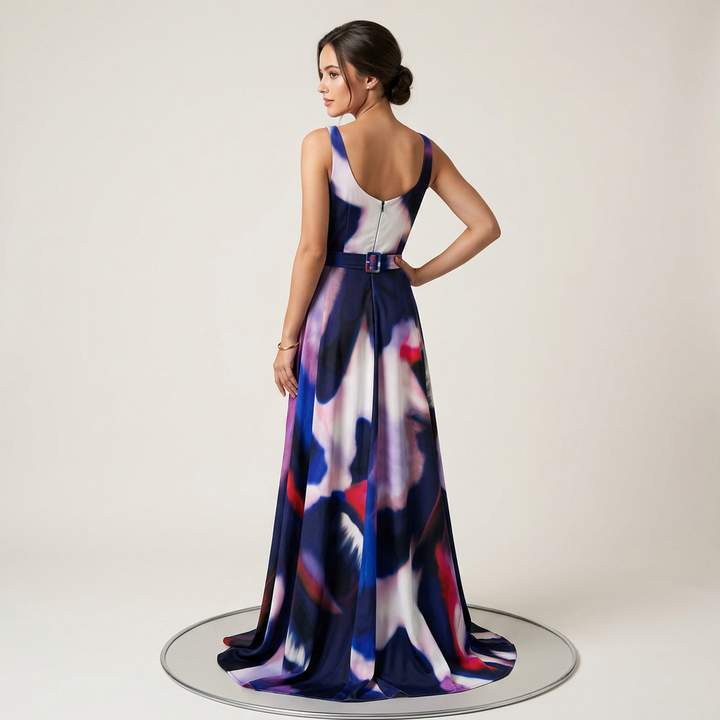 Abstract Print Sleeveless Maxi Dress for Friday Night Vibes Women-Vyana Collective