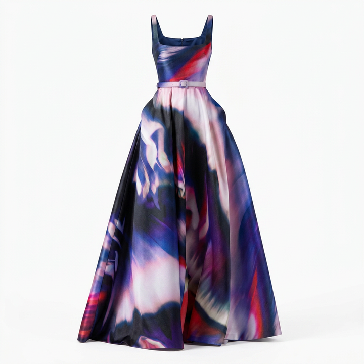 Abstract Print Sleeveless Maxi Dress for Friday Night Vibes Women-Vyana Collective