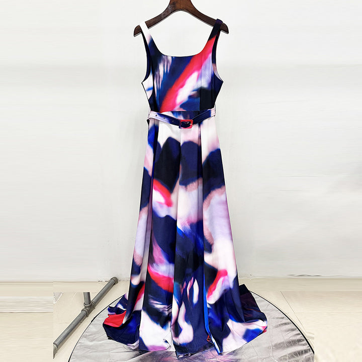 Abstract Print Sleeveless Maxi Dress for Friday Night Vibes Women-Vyana Collective