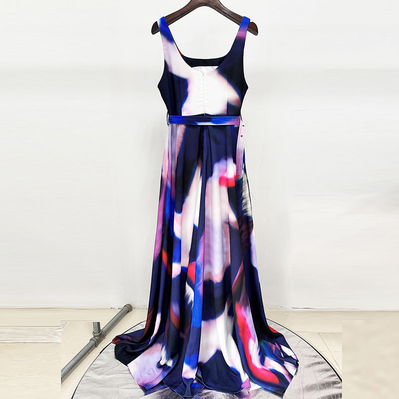 Abstract Print Sleeveless Maxi Dress for Friday Night Vibes Women-Vyana Collective