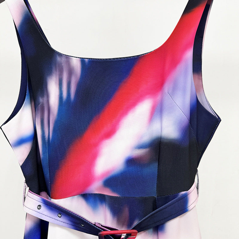 Abstract Print Sleeveless Maxi Dress for Friday Night Vibes Women-Vyana Collective