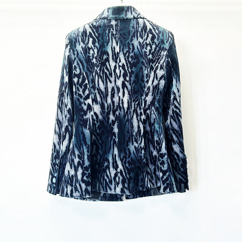Abstract Velvet Blazer and Flared Pants Set for Evening Events and Statement Style Women-Vyana Collective