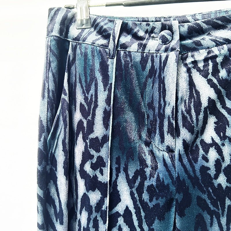 Abstract Velvet Blazer and Flared Pants Set for Evening Events and Statement Style Women-Vyana Collective