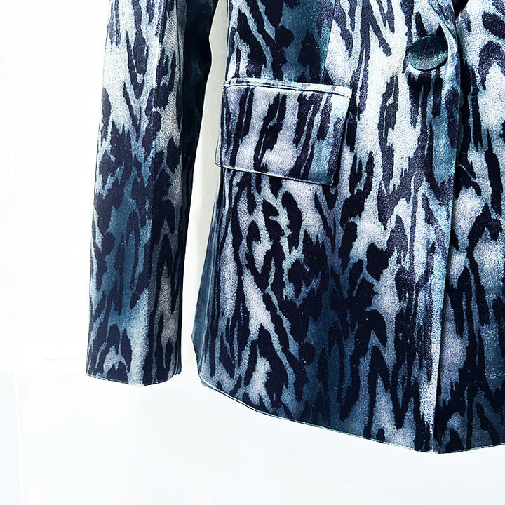 Abstract Velvet Blazer and Flared Pants Set for Evening Events and Statement Style Women-Vyana Collective