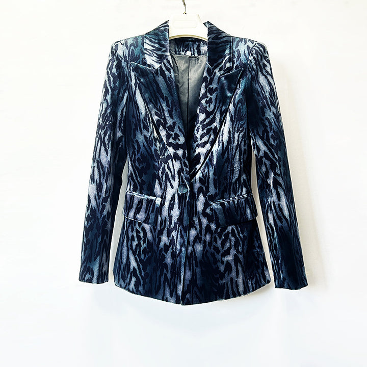 Abstract Velvet Blazer and Flared Pants Set for Evening Events and Statement Style Women-Vyana Collective
