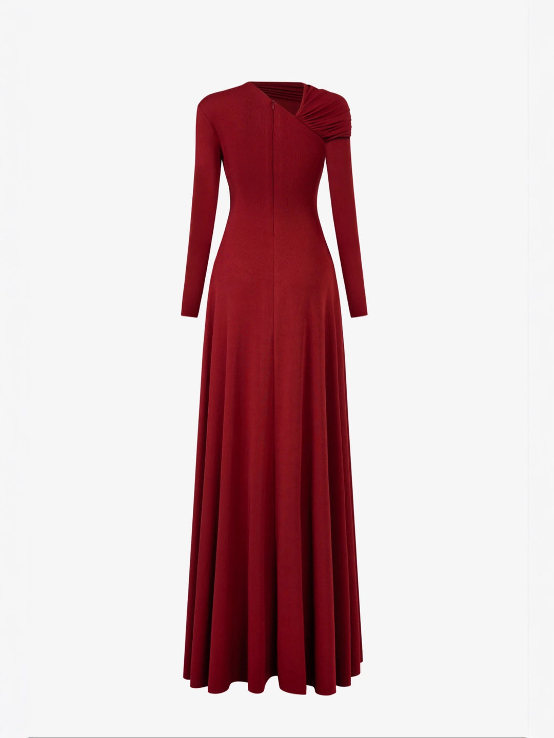 Asymmetric Cutout Draped Long Sleeve Maxi Dress-Vyana Collective