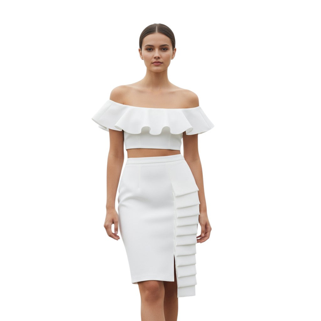 Asymmetric Midi Skirt Two-Piece Set-Vyana Collective