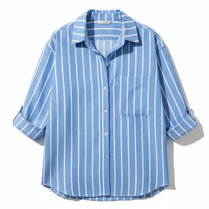 Autumn Loose Striped Commuter Shirt-Vyana Collective