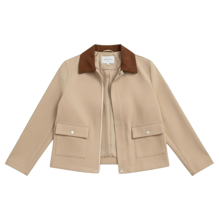 Autumn & Winter Short Contrast Collar Jacket-Vyana Collective