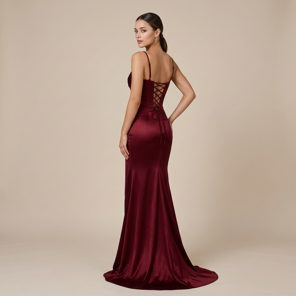 Beaded Corset High-Slit Mermaid Evening Gown-Vyana Collective