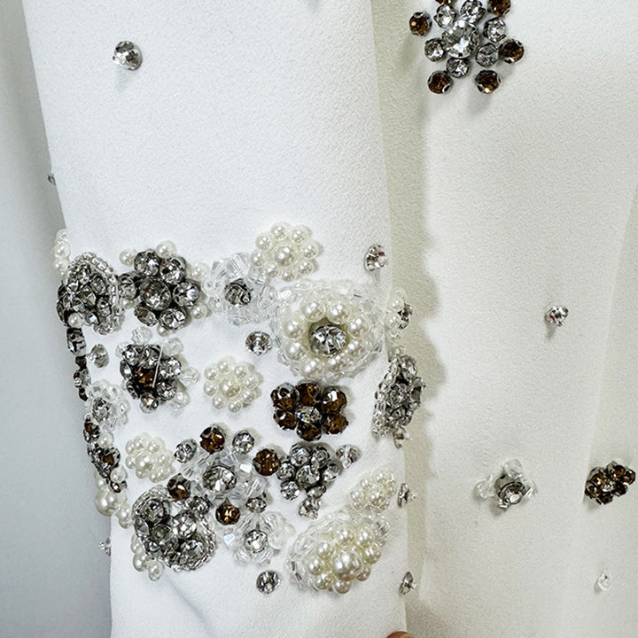 Beaded Embellished Long Sleeve Maxi Dress for Elegant Evening Occasions Women-Vyana Collective