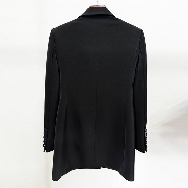 Beaded Rhinestone Longline Blazer for Friday Night Vibes and Evening Elegance Women-Vyana Collective