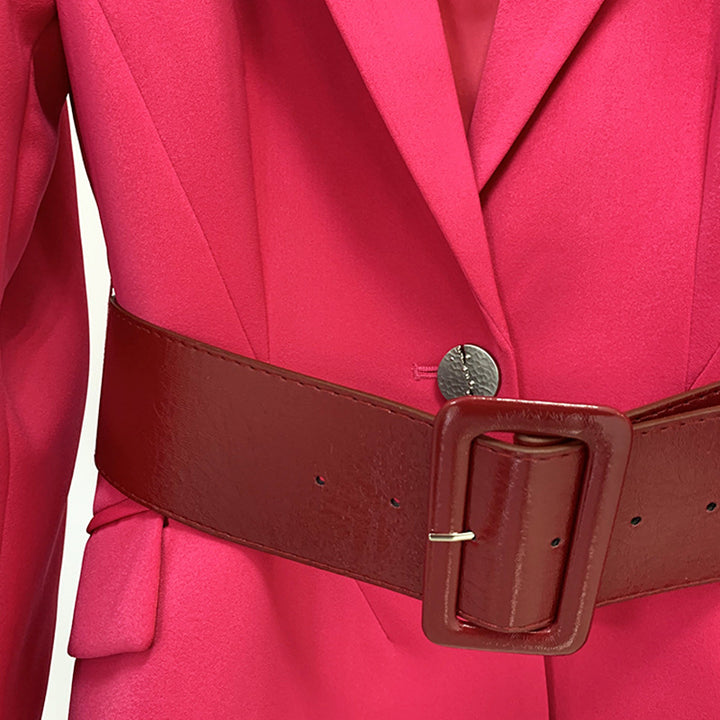 Belted Blazer and Flared Pants Set for Meetings Ready and Executive Elegance Women-Vyana Collective