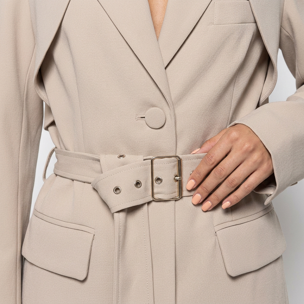 Belted Blazer and High Waist Pants Set for Office Wear-Vyana Collective