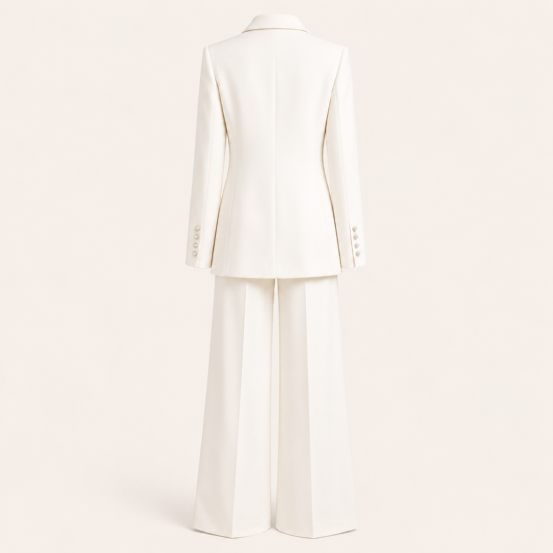 Belted Blazer and Wide Leg Pants Set for Meetings Ready and Modern Executive Elegance Women-Vyana Collective