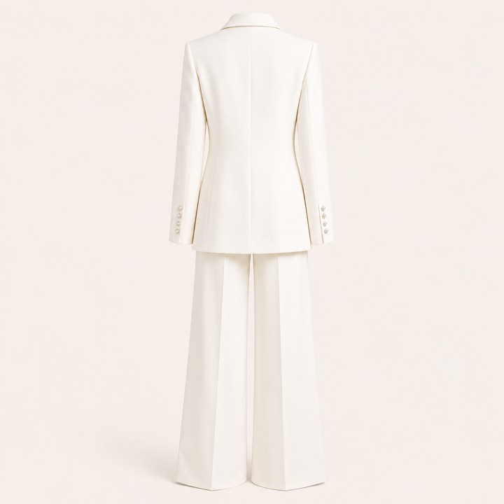 Belted Blazer and Wide Leg Pants Set for Meetings Ready and Modern Executive Elegance Women-Vyana Collective