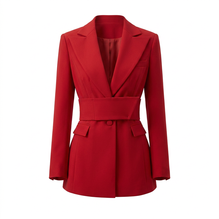 Belted Vintage Blazer and Flared Pants Set-Vyana Collective