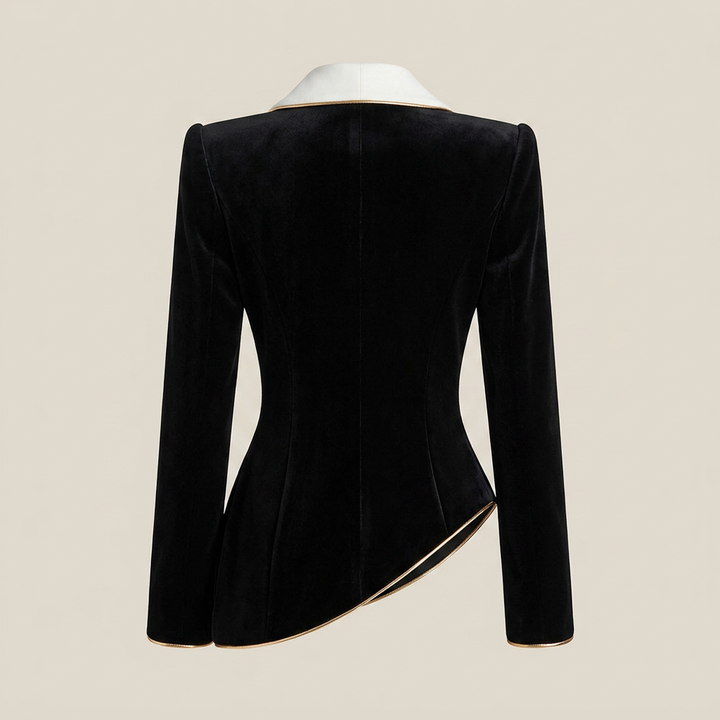 Black Contrast Shawl Collar Blazer for Office and Evening Wear-Vyana Collective