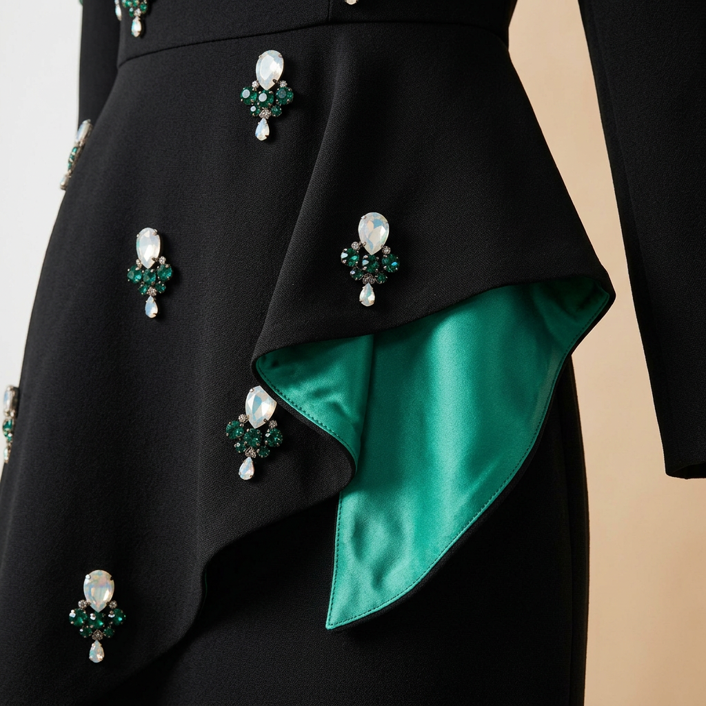 Black Crystal Embellished Square Neck Ruffle Detail Maxi Dress-Vyana Collective