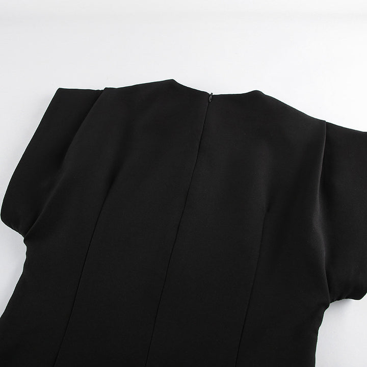 Black Cutout Maxi Dress with Gold Button Detail for Friday Night Vibes and Evening Elegance Women-Vyana Collective