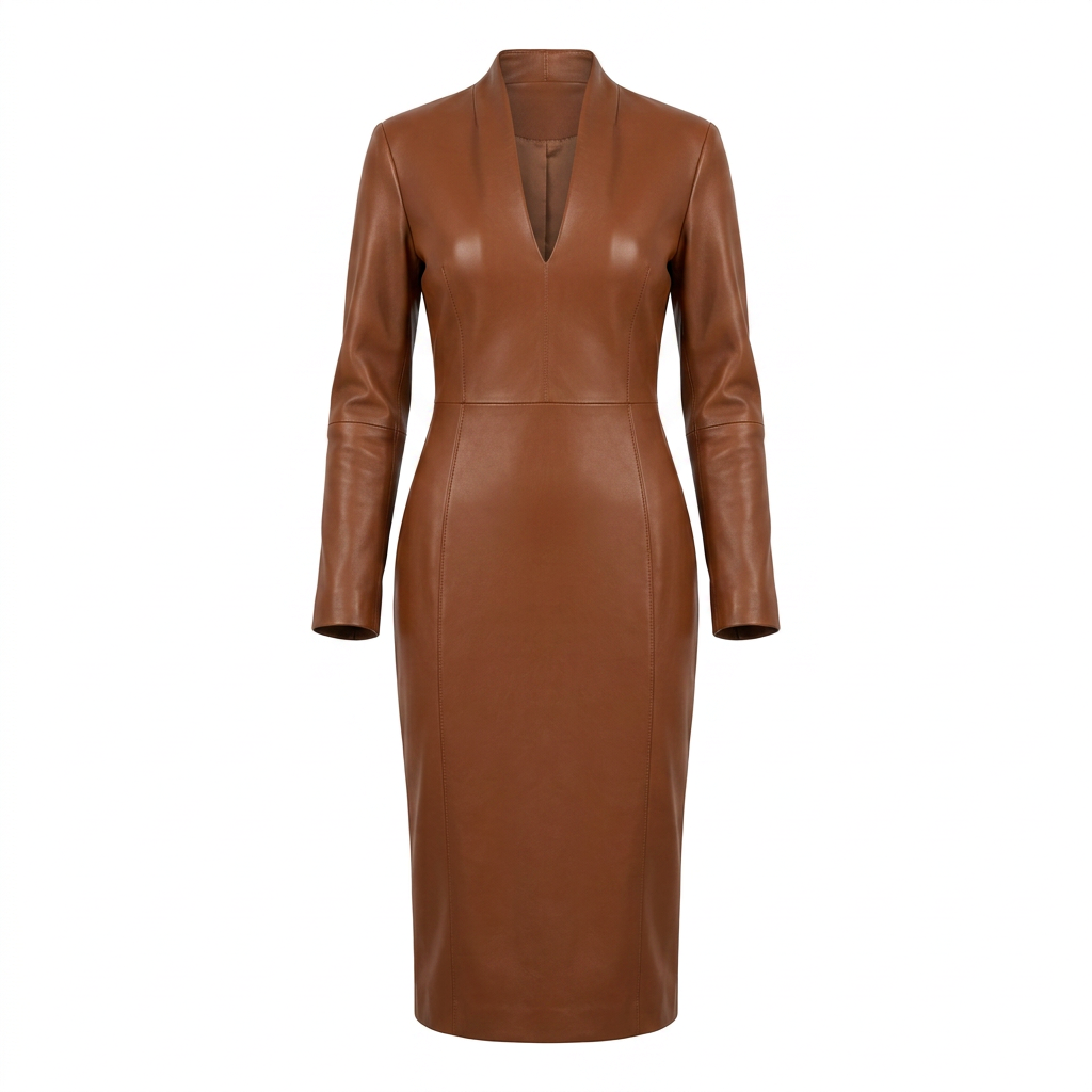 Black Faux Leather Bodycon Dress for Evening-Vyana Collective