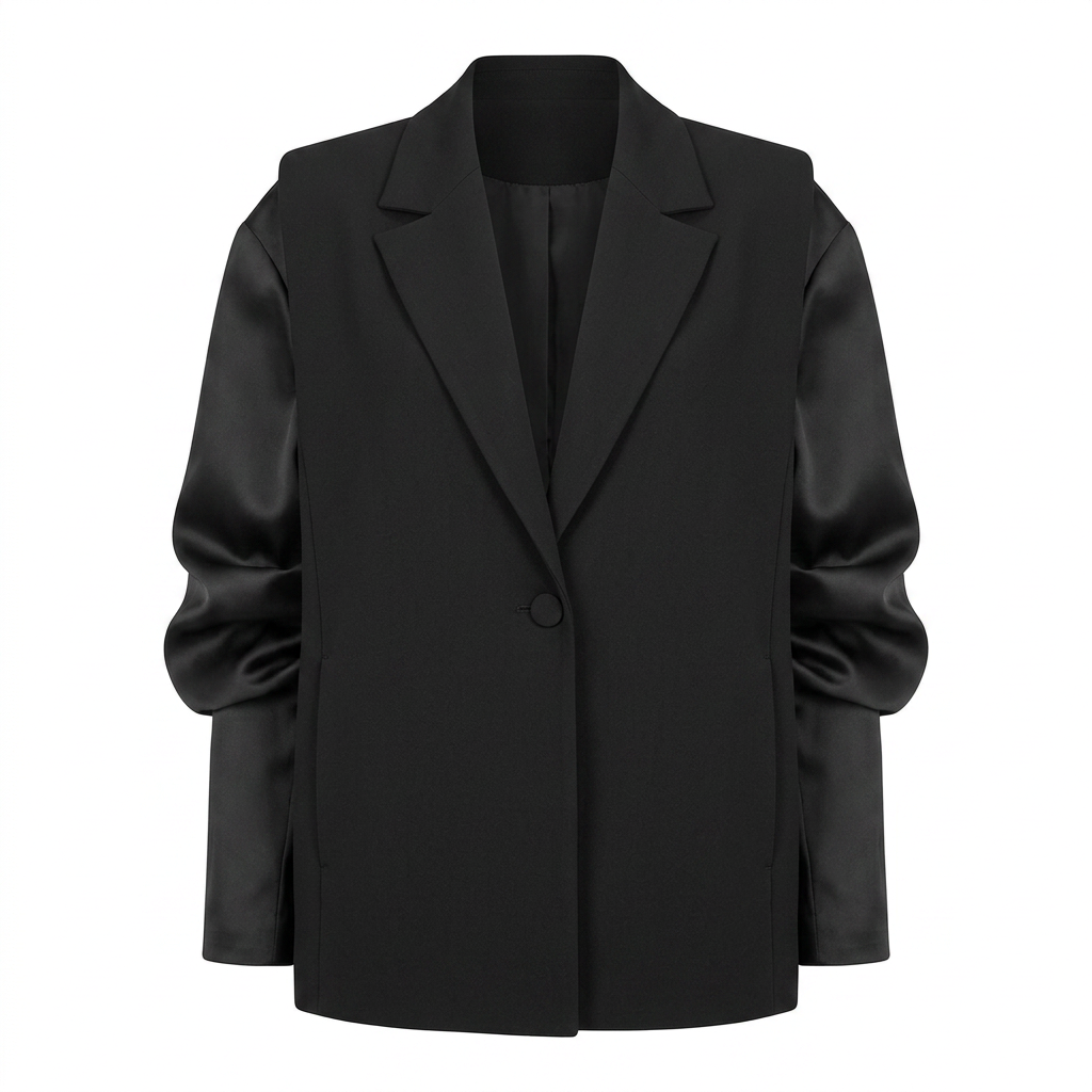 Black Organza Sleeve Blazer Top-Vyana Collective