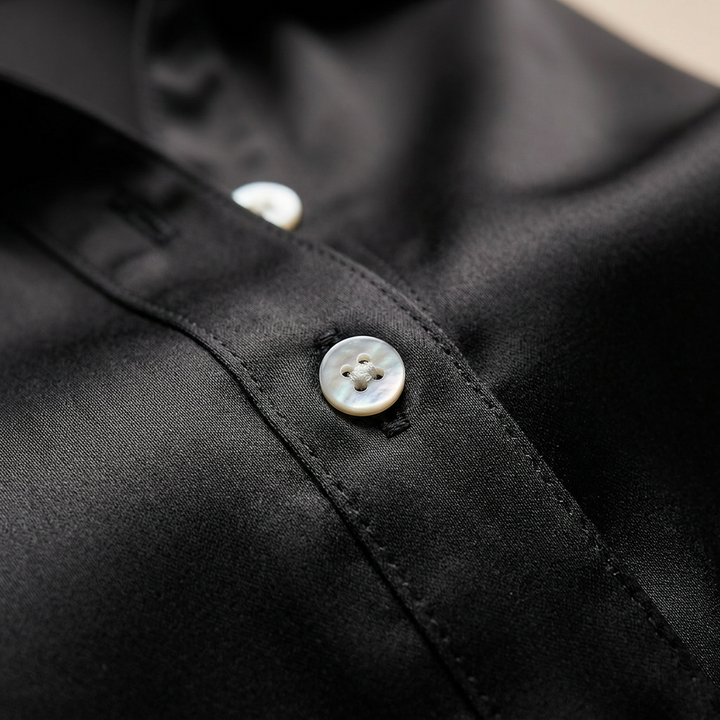 Black Satin Backless Lace-Up Shirt for Elegant Office-to-Evening Styling-Vyana Collective