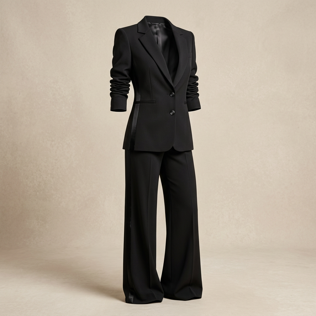 Black Side Stripe Pantsuit Set for Meetings Ready Power Dressing & Modern Office Style for Women-Vyana Collective