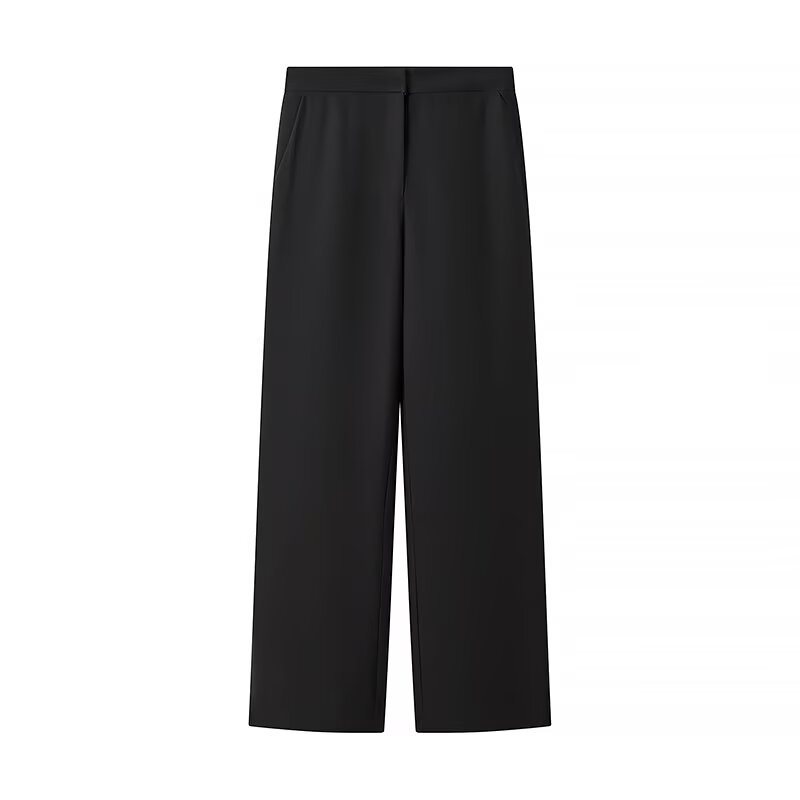Black Sleeveless Vest and Wide-Leg Pants Two-Piece Office Wear Set for Women-Vyana Collective
