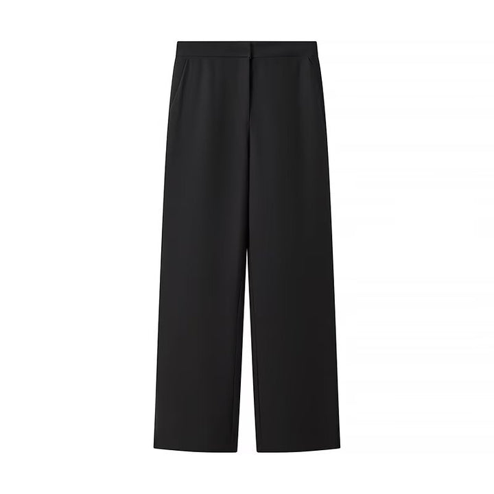 Black Sleeveless Vest and Wide-Leg Pants Two-Piece Office Wear Set for Women-Vyana Collective