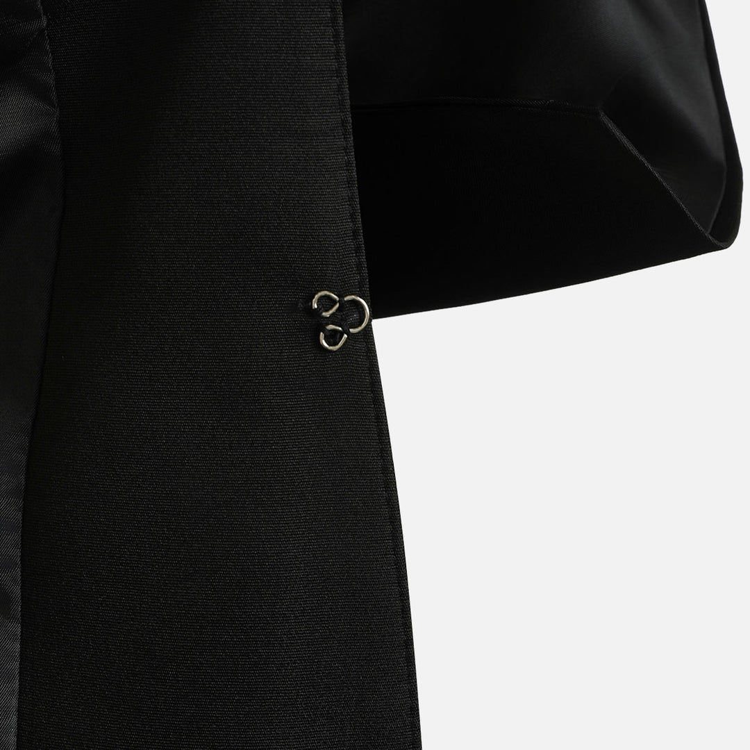 Black Stand-Collar Oversized Cropped Blazer-Vyana Collective
