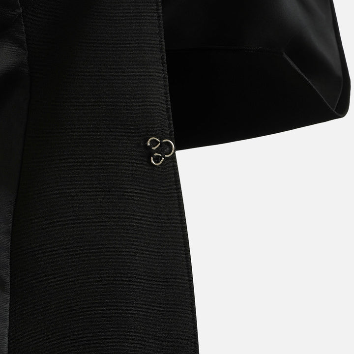 Black Stand-Collar Oversized Cropped Blazer-Vyana Collective
